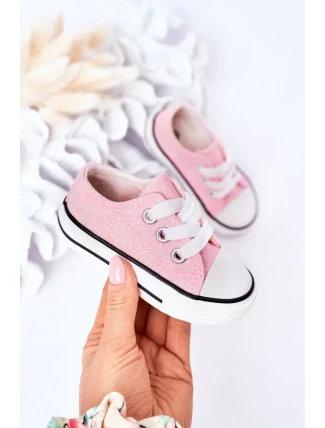Dětské Brokátové Tenisky Růžové Bling-Bling