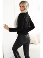 481-2 Semišová RAMONESKA s dlouhými rukávy a zipy - ČERNÁ