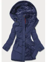 Tmavě modrá prošívaná dámská zimní bunda (2m-963) Tmavě modrá prošívaná dámská zimní bunda (2m-963)