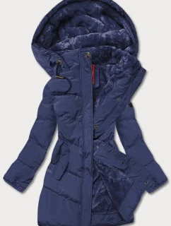 Tmavě modrá prošívaná dámská zimní bunda (2m-963)