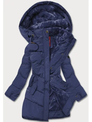 Tmavě modrá prošívaná dámská zimní bunda (2m-963) Tmavě modrá prošívaná dámská zimní bunda (2m-963)