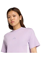 Dámské bavlněné tričko adidas Essentials 3-Stripes světle fialové JX7619