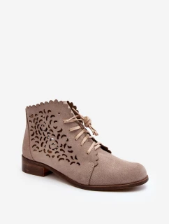 Dámské Prodyšné Šněrovací Botky Zazoo 2871 Beige