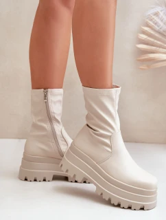 Boty Na Masivní Platformě Světle Béžové Florinara