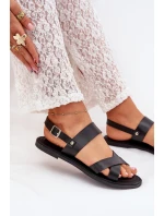 Ploché Dámské Sandály Z Eko Kůže Černé Kalira