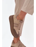 Kožené semišové dámské tenisky na platformě Zazoo 3775 béžové Kožené semišové dámské tenisky na platformě Zazoo 3775 béžové