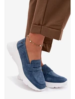 Dámské mokasíny z přírodního semiše na platformě Vinceza 79626 tmavě modré