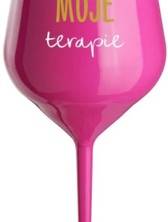 MOJE TERAPIE - růžová nerozbitná sklenice na víno 470 ml