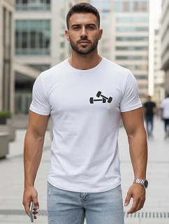 Pánské bavlněné tričko s minimalistickým potiskem bílé FashionStreet NX5086R