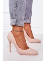 Elegantní Prošívané Lodičky Na Jehlovém Podpatku Béžové Rosanna