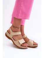 Pohodlné dámské sandály na suchý zip béžové Iphiope