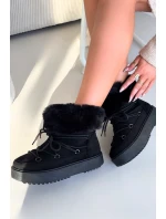 Sněhule s kožíškem a šněrováním Černé Sarivie