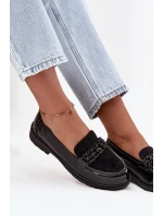 Lakované dámské mokasíny s korálky S.Barski – černé