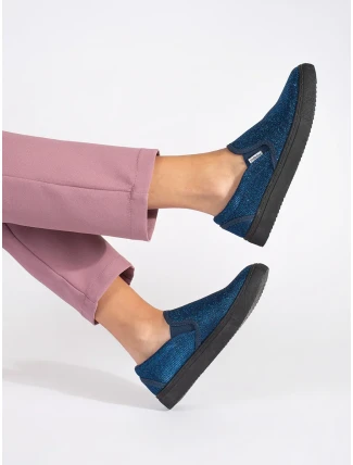 Stylové dámské polobotky modré bez podpatku Stylové dámské polobotky modré bez podpatku