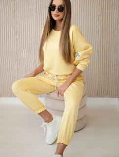 Komplet teplákové + kalhoty máslová látka žlutý