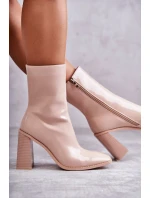 Dámské lakované kozačky Béžové Margit Dámské lakované kozačky Béžové Margit