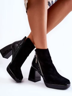 Semisové Boty Na Vysokém Podpatku Geometrický Vzor Černá Alienore