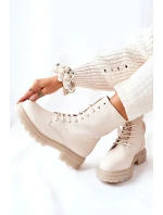 Kotníkové Ploché Workery Boty Béžové Rozelle