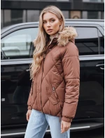 Dámská prošívaná zimní bunda s kapucí FashionStreet hnědá TY5231