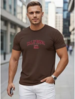 Pánské bavlněné tričko s potiskem „California“, hnědé, FashionStreet NX5140R