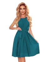 ALIZEE - Dámské šifonové šaty v mořské barvě se zavazováním 350-6 ALIZEE - Dámské šifonové šaty v mořské barvě se zavazováním 350-6