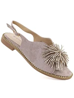 Dámské ploché sandály s flitry khaki Potocki 43349