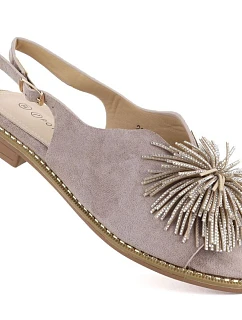 Dámské ploché sandály s flitry khaki Potocki 43349