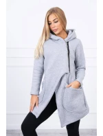 Zateplená mikina s asymetrickým zipem šedá