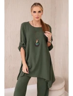 Sada halenky + kalhot s přívěskem khaki Sada halenky + kalhot s přívěskem khaki