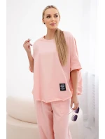 Bavlněný komplet halenka + kalhoty broskev Bavlněný komplet halenka + kalhoty broskev