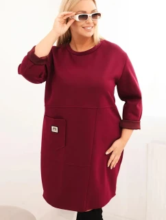 Dámská suknička Plus Size s kapsou a rukávem 3/4 máslová švestková