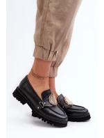 Zazoo 3485 Dámské mokasíny s ​​zlatým ozdobou Přírodní kůže