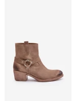 Semišové Zateplené Kotníkové Boty Na Podpatku Béžové Zazoo 60477