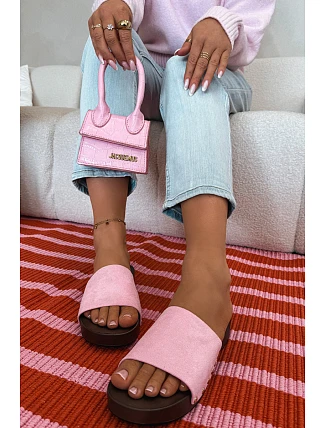 Ženské pantofle s zlatými sponami Růžové Ferinna