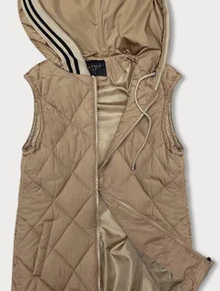 Tmavě béžová vesta s ozdobnou kapucí (16M9116-84)