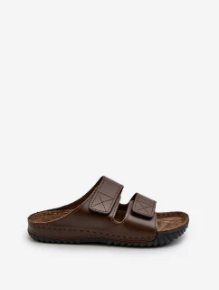 Pohodlné pánské žabky s suchými zipy Inblu FM00001U tmavě hnědé