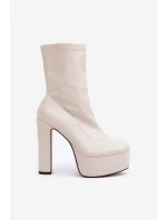 Boty Na Vysokém Podpatku A Platformě Světle Béžové Tennira