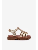 Dívčí sandály s dekorativním detailem zlaté Serina Dívčí sandály s dekorativním detailem zlaté Serina