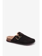 Dámské pantofle s kožešinou s klipem Černé Sylisse