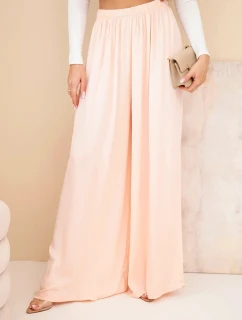 Dámské viskózové široké kalhoty s gumou v pase meruňkové