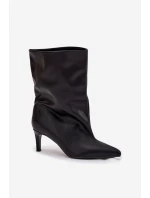 Nazouvací dámské boty na jehlové podpatku černé Solvienne