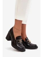 Dámské polobotky na podpatku se zlatým detailem černé Privelle Dámské polobotky na podpatku se zlatým detailem černé Privelle