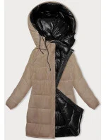 Černo-béžová hrubší oboustranná dámská zimní bunda (V768g) Černo-béžová hrubší oboustranná dámská zimní bunda (V768g)