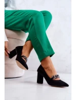 Semišové lodičky S řetízkem černý Alamoss