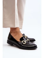 Zazoo 2880 Dámské Lakuované Mokasíny S Ozdobou Černé