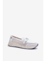 Dámské kožené mokasíny D&A TW210 Bílé