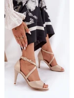 Módní Sandály Na Podpatku Zlaté Loressa