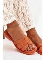 Dámské pantofle na plochém podpatku oranžové Lorania