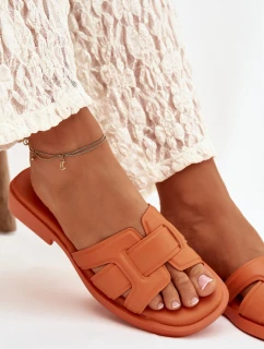 Dámské pantofle na plochém podpatku oranžové Lorania