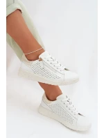 Kožené dámské tenisky s zipem Bílá-Zlatá Kalorinne
